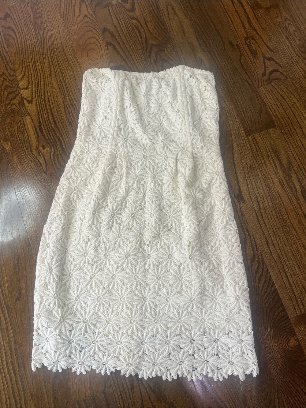 Strapless White Floral Lace Mini Dress - Picture 5 of 8